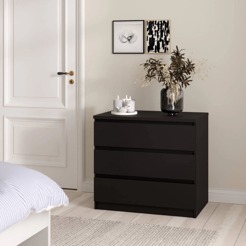 Cassettiera Kajiki, Settimino multiuso, Comò camera da letto, Mobile con cassetti, 77x50 h68 cm, Nero