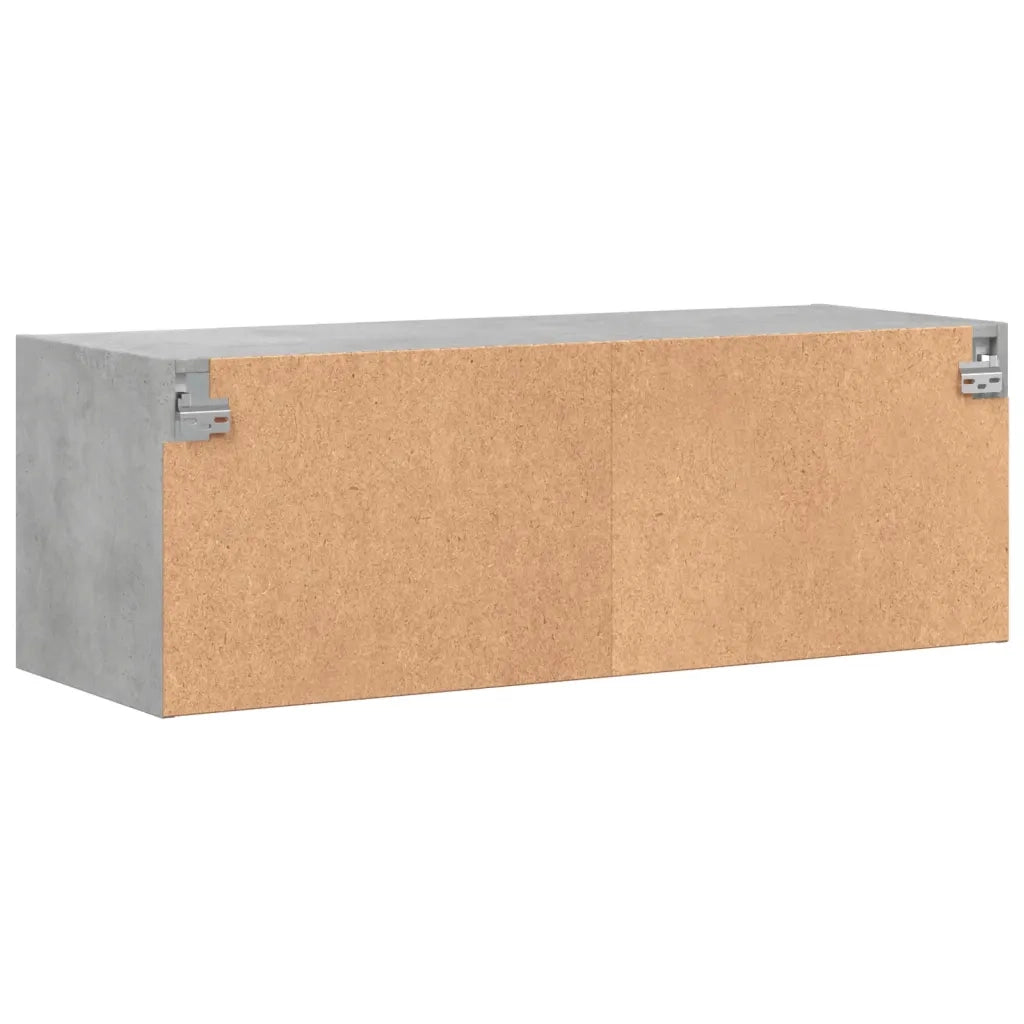 Armadietto a Muro | Mobile a Muro con Ante in Vetro Grigio Cemento 102x37x35 cm
