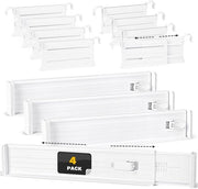 Organizzatore di cassetti adattabile con 12 separatori di cassetti (12,59-22,63 cm), separatori di cassetti, separatori di cassetti in plastica per abbigliamento, accessori da bagno, accessori da cucina