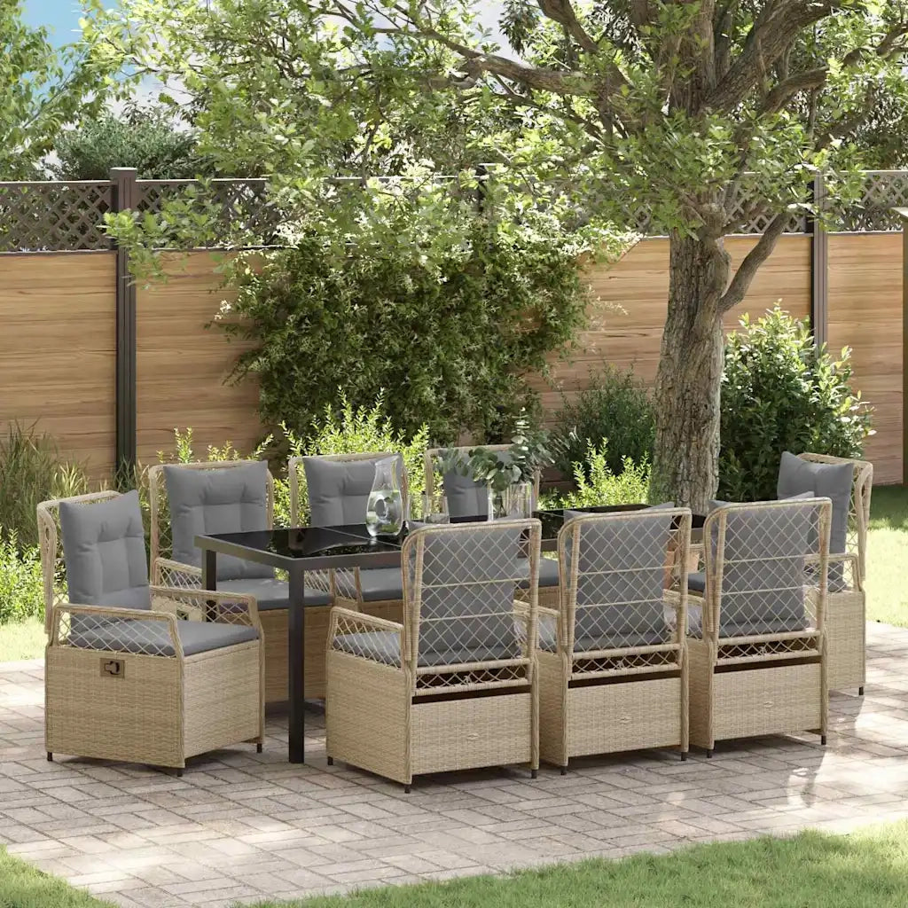 Set da Pranzo per Giardino 9 pcs Beige e Grigio Chiaro 3381008