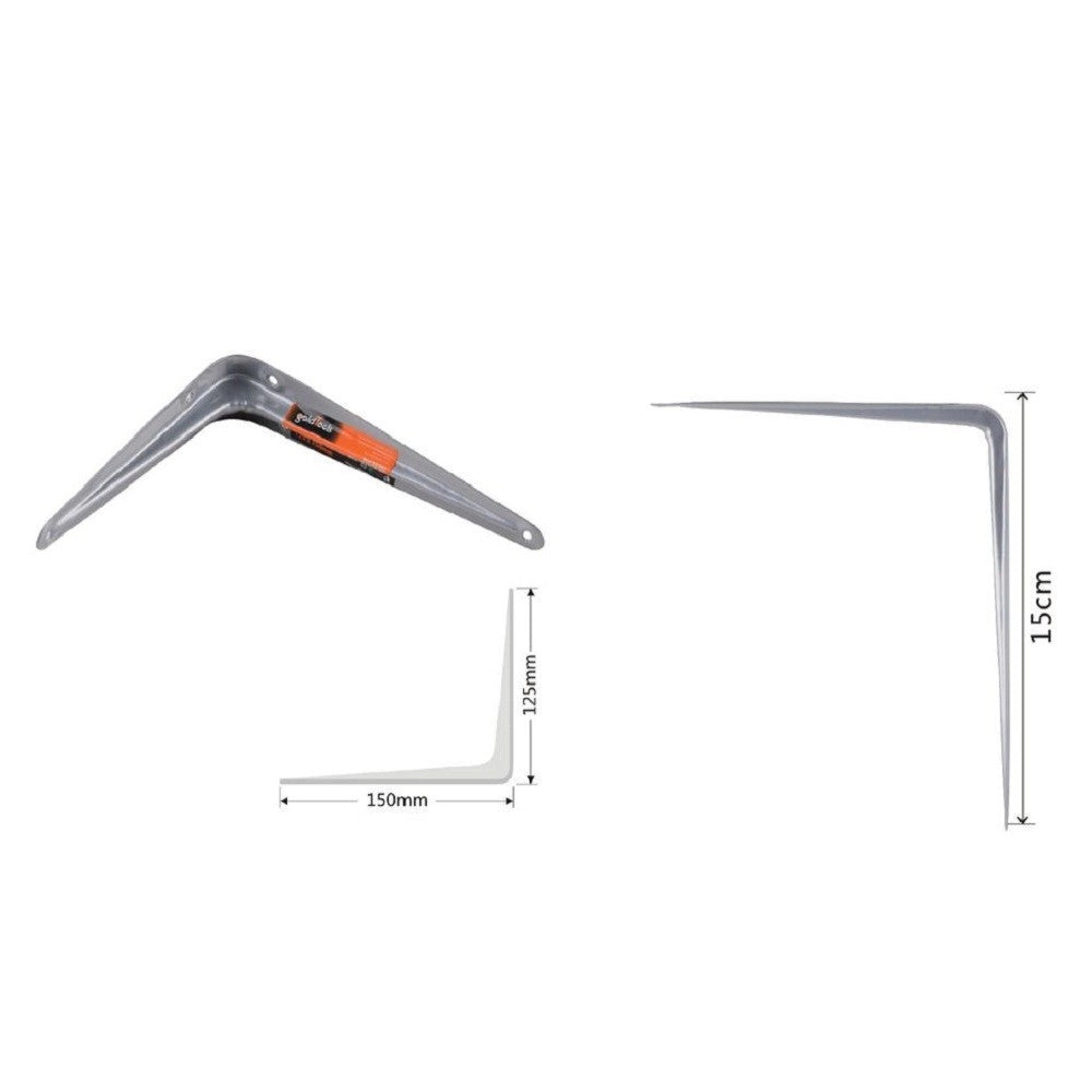 Trade Shop - Set 2pz Reggimensola Supporto Staffa Triangolo Mensola Metallo 15cm Grigio 91262 -