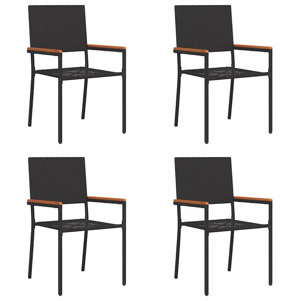 Sedie impilabili da giardino 4 pcs Nero e Marrone