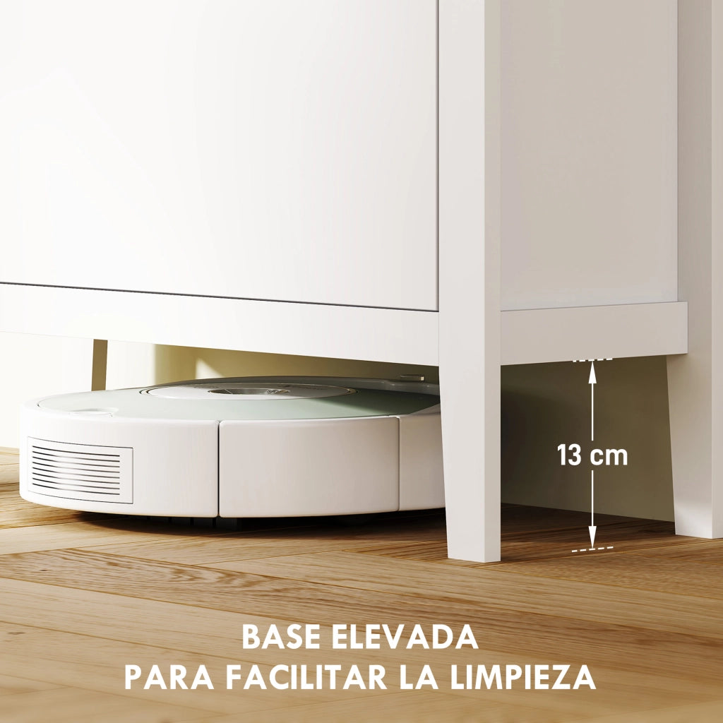 Scarpiera Stretto con 2 Scomparti e Tiradori Pelle PU ¨C zephmum ¨C Bianco e Legno 80x24x95,5 cm