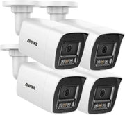 Sistema di sicurezza con telecamere - 12MP - Esterno - Telecamera di sorveglianza - Sistema di sicurezza - 4 pezzi - Visione notturna a colori - Bianco