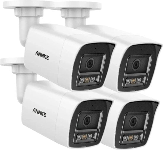 Sistema di sicurezza con telecamere - 12MP - Esterno - Telecamera di sorveglianza - Sistema di sicurezza - 4 pezzi - Visione notturna a colori - Bianco