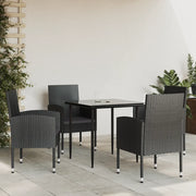 Set da Pranzo da Giardino 5 pz Nero in Polyrattan e Acciaiocod mxl 77101