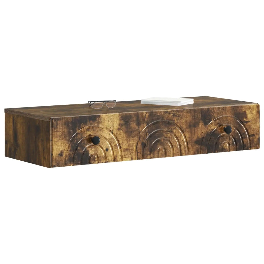 Tavolino da Parete Laterale 87,5 x 34,5 x 17 cm Rovere Fumo 898160