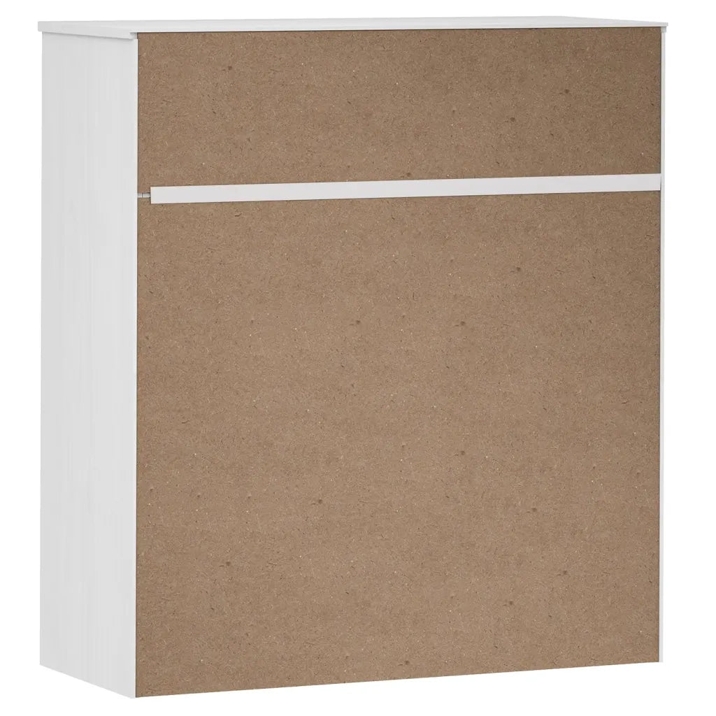 Piano Credenza | Madia | Buffet da pranzo | Armadio da pranzo MOLDE Bianco 90x35x100 cm Legno Massello di Pino