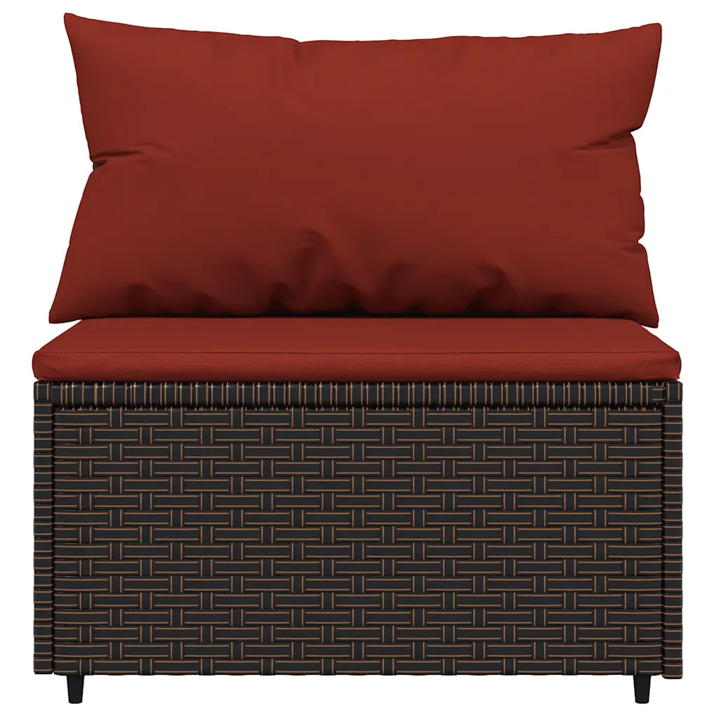 Set Mobili da Giardino 4 pz con Cuscini in Polyrattan Marrone CFW2148575
