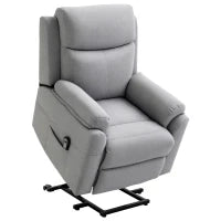 Poltrona Relax Alzapersona Elettrica Reclinabile con Telecomando e Poggiapiedi in Tessuto, Grigio Chiaro