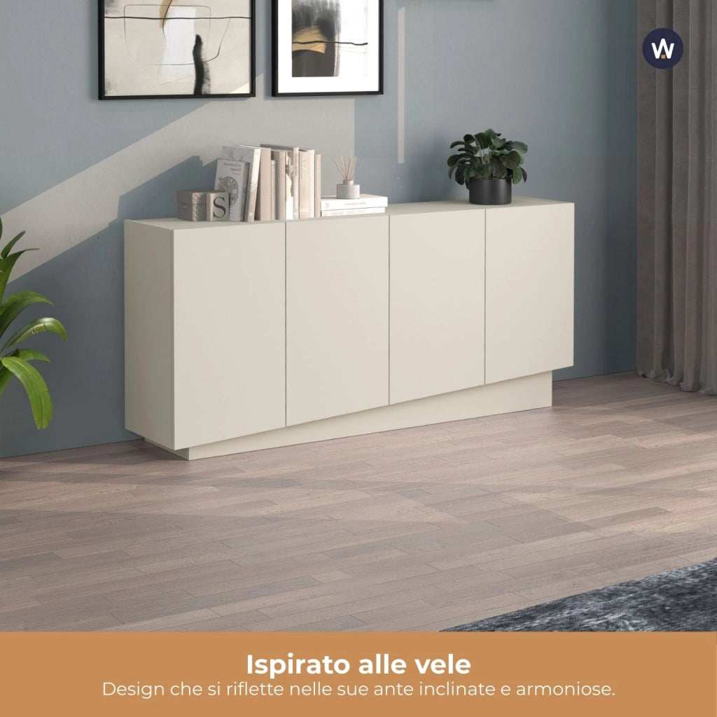 WHOUS Madia Vela con 4 ante colore cashmere 160x35x75,4 cm