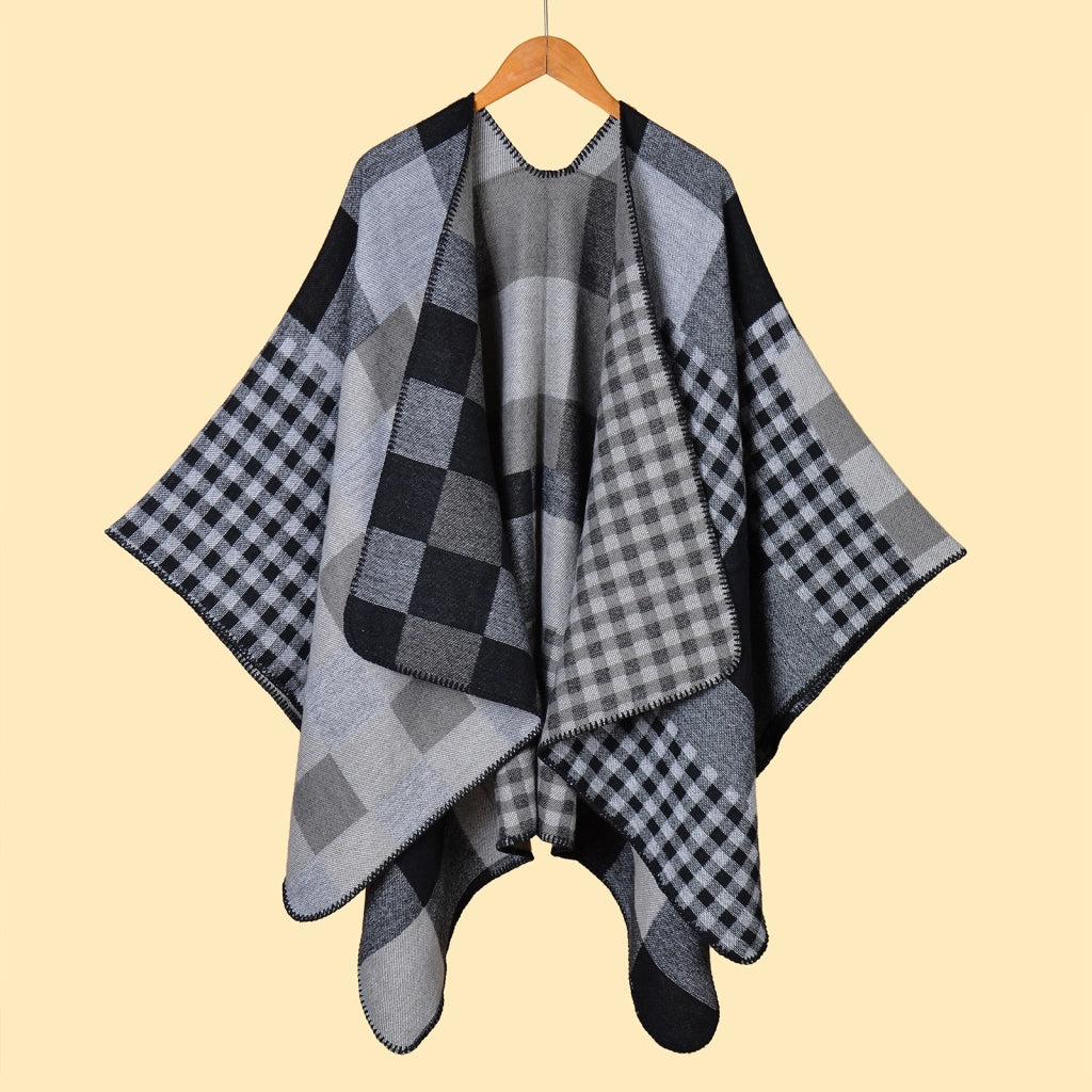 Nuova cappa da viaggio calda da donna con motivo geometrico jacquard.