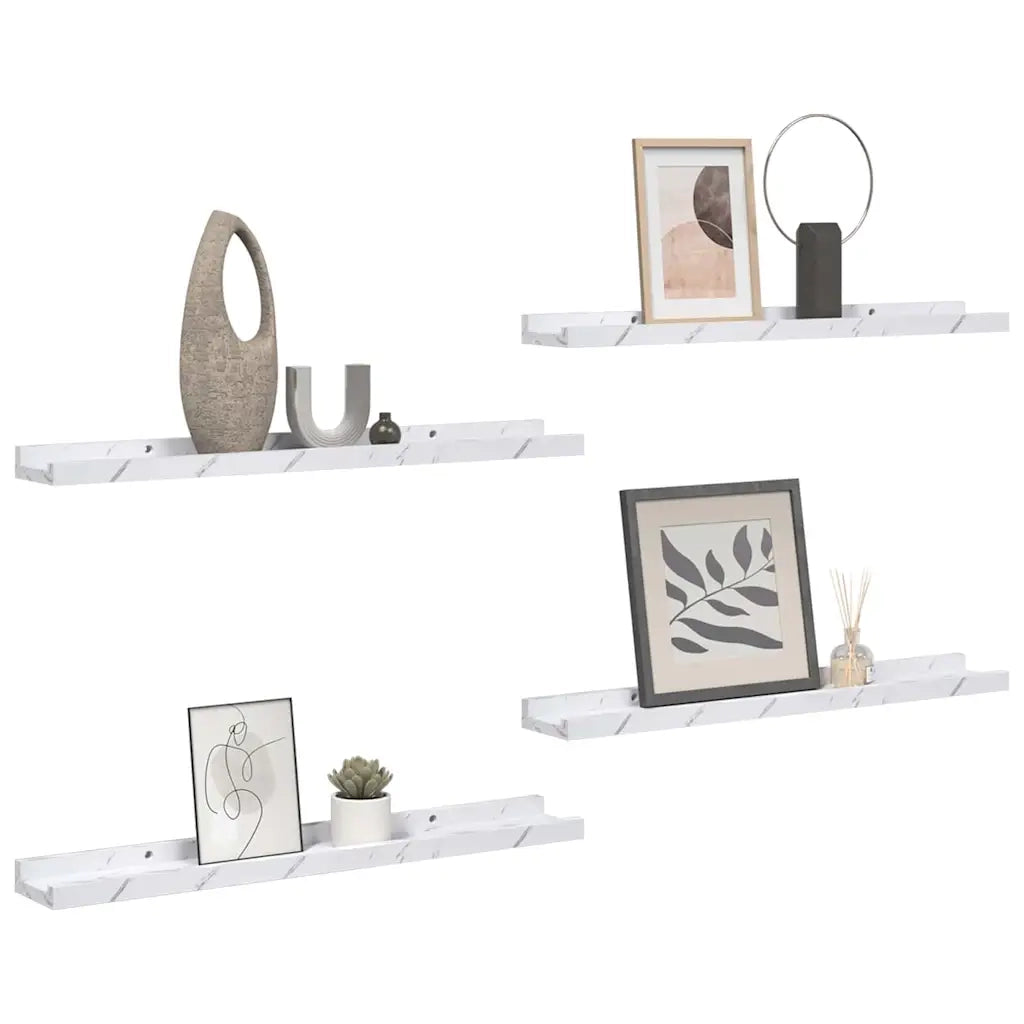 Scaffale da parete 4 pcs Marmo Bianco 40 x 9 x 3 cm