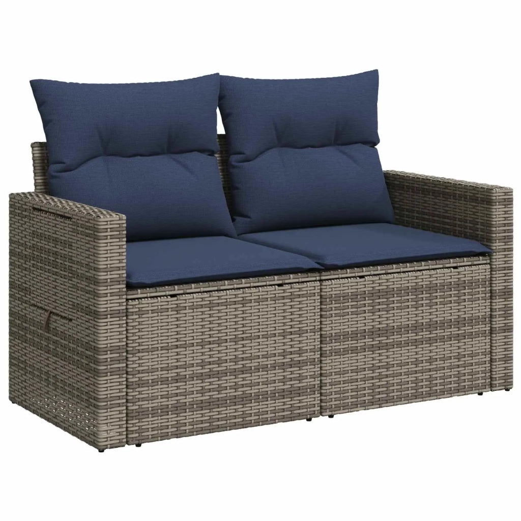 Set di divani 6 pz Grigio e Blu Navy Rattan sintetico e Acciaio 3447459