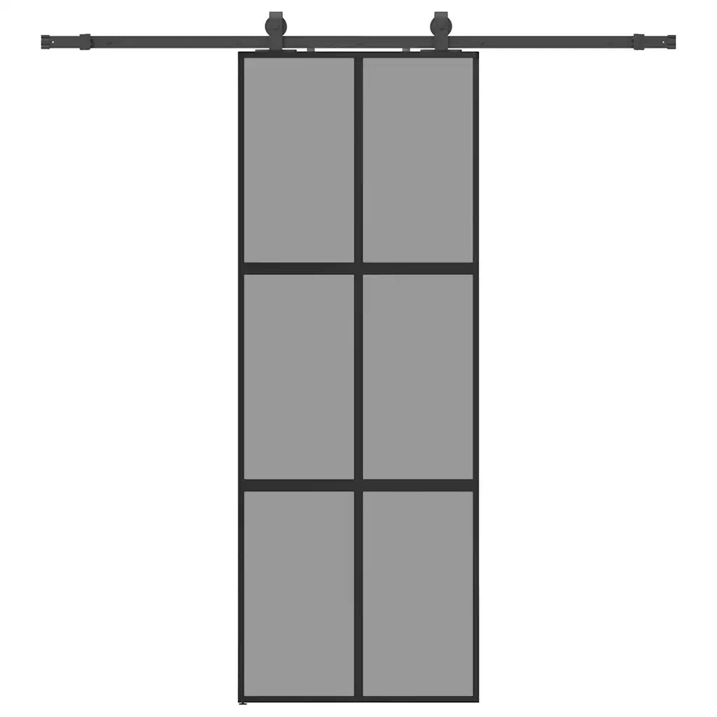 Porta Scorrevole Set Ferramenta Nera 76x205 cm Vetro Temperato