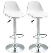 Easycomfort Set 2 Sgabelli da Cucina di Design Girevoli con Schienale, Poggiapiedi e Altezza Regolabile, in Similpelle e PP, Base in Acciaio, 38x42x82-104cm, Bianco
