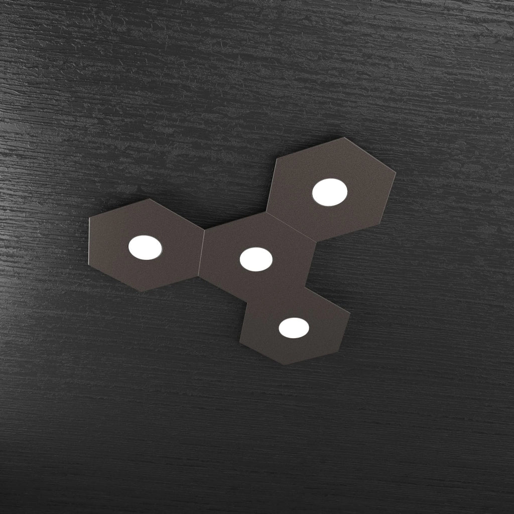 HEXAGON APPLIQUE-PLAFONIERA 4 LUCI MARRONE 1142-4L-MA