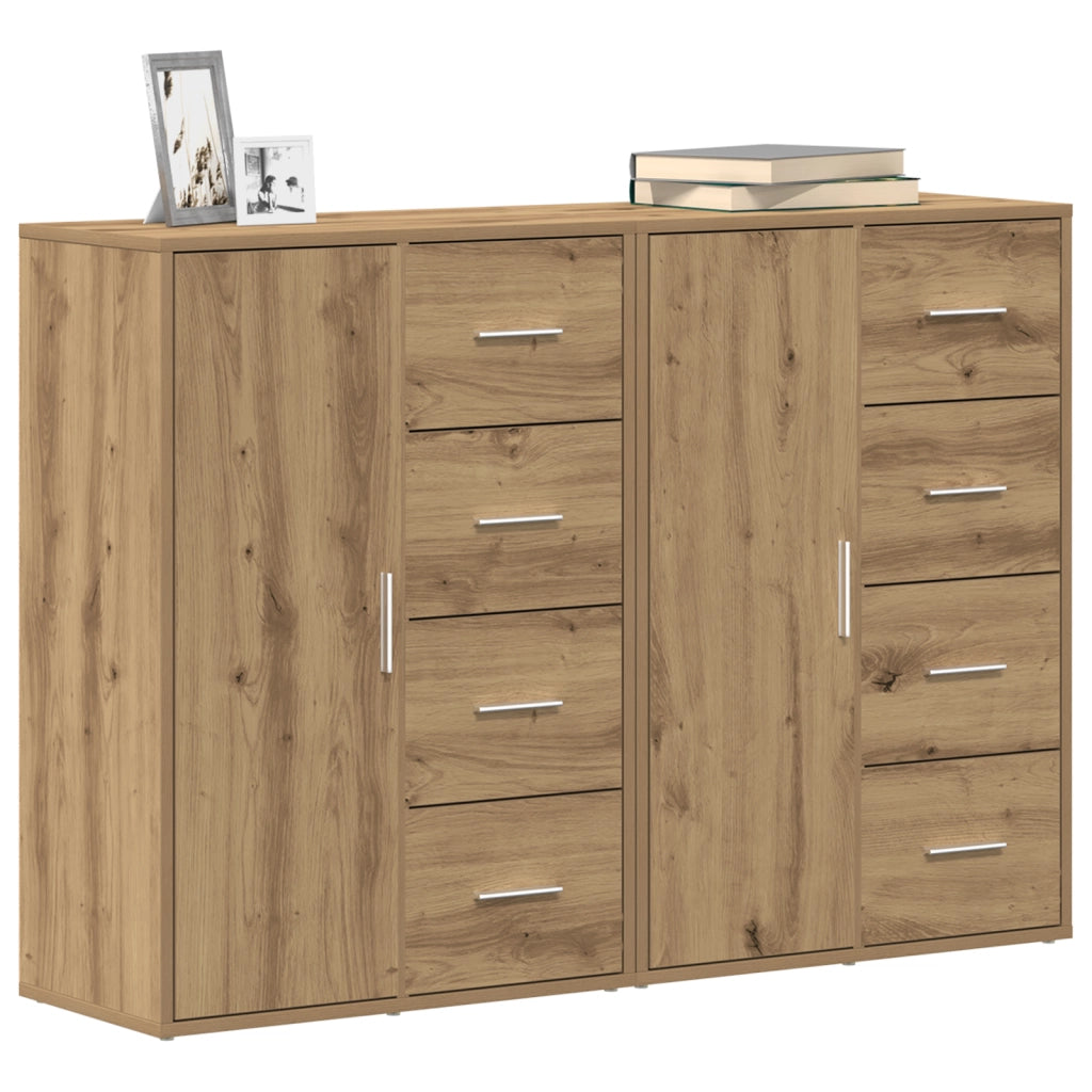 Credenze 2 pcs Rovere Artigianale 60x31x84 cm Legno Ingegnerizzato