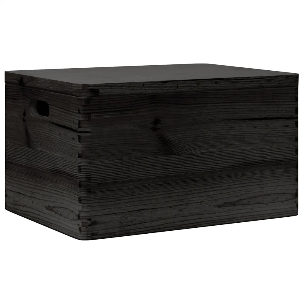 Scatola in Legno Coperchio&Manici Nera 40x30x23cm Legno di Pino 4017398