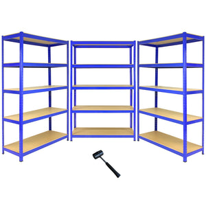 3 Scaffali in Acciaio Senza Bulloni T-Rax Blu Larghi 120cm per Magazzino e Box