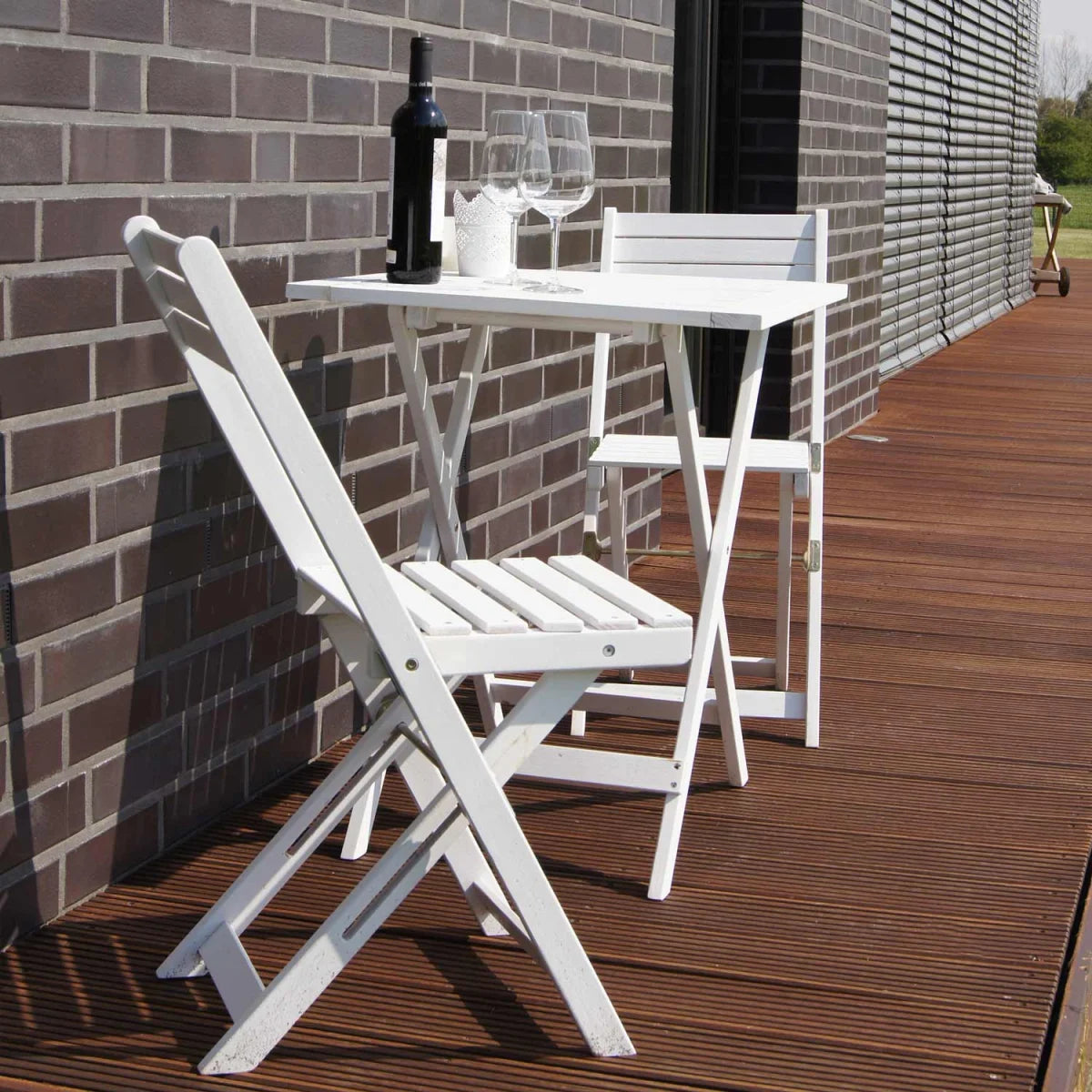 Set da balcone, set da bistrot, tavolo con 2 sedie, bianco