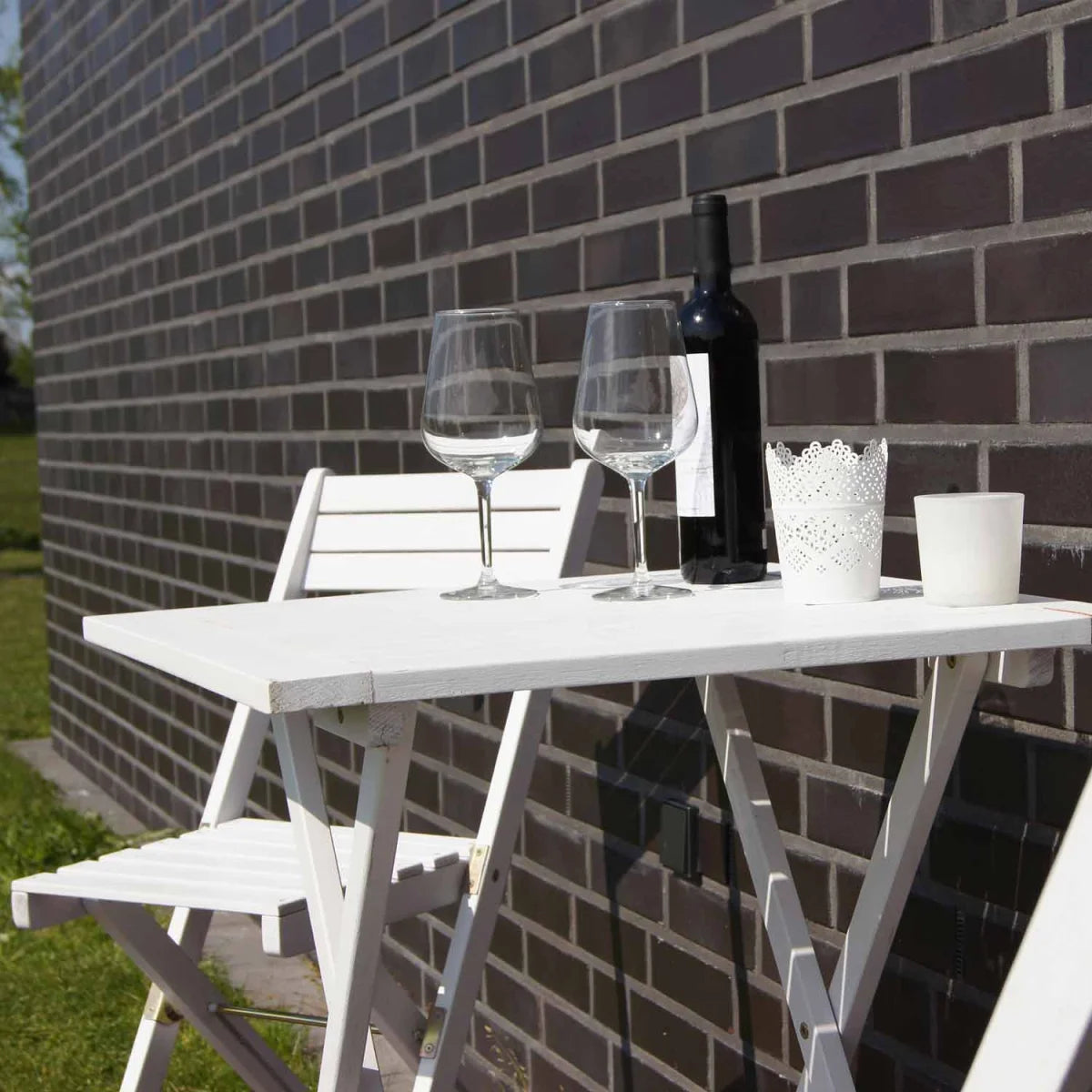 Set da balcone, set da bistrot, tavolo con 2 sedie, bianco