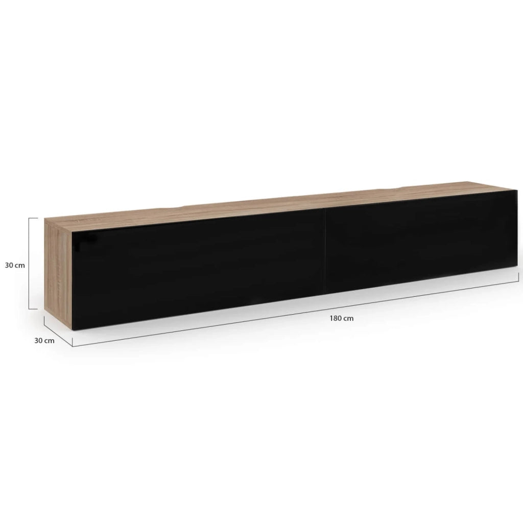 IDMarket - Mobile TV a parete 180 cm ELIO a 2 ante in legno e nero
