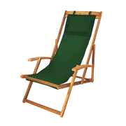 Lettino da giardino, lettino relax, sdraio, sedia a sdraio con rivestimento in tessuto verde