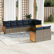 Set Divani da Giardino 8 pz con Cuscini Grigio in Polyrattan 3227832