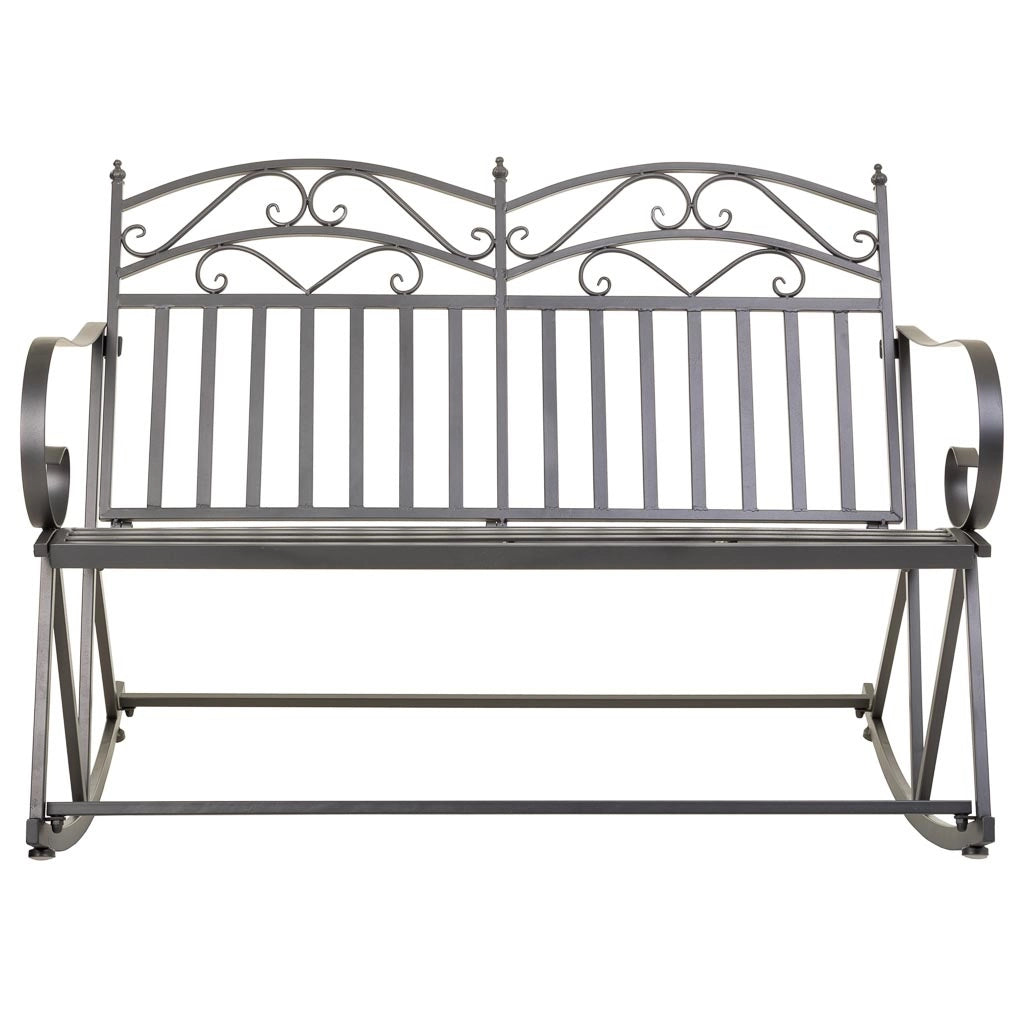 Divano a dondolo in ferro battuto marrone 116x45x91h cm