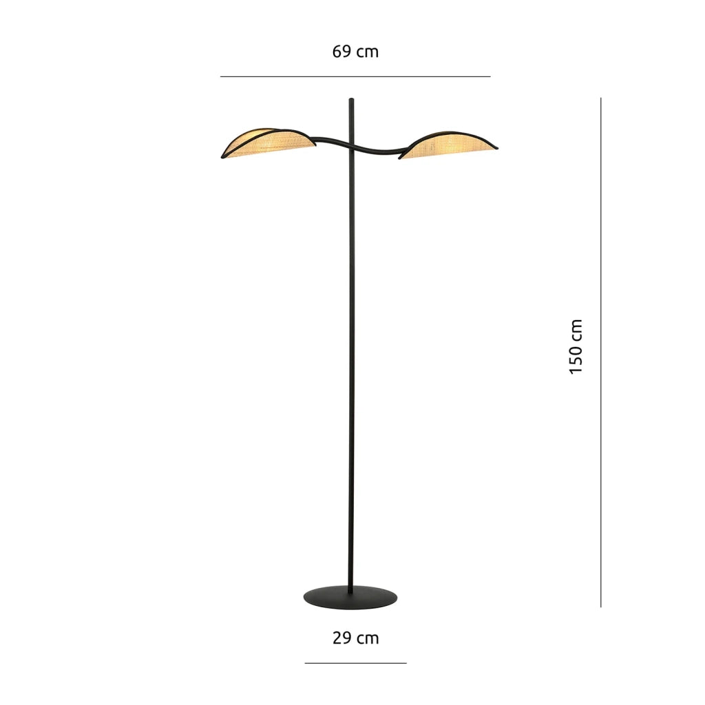 Piantana Contemporaneo Ares Acciaio Nero Marrone 2 Luci E14 Ip20