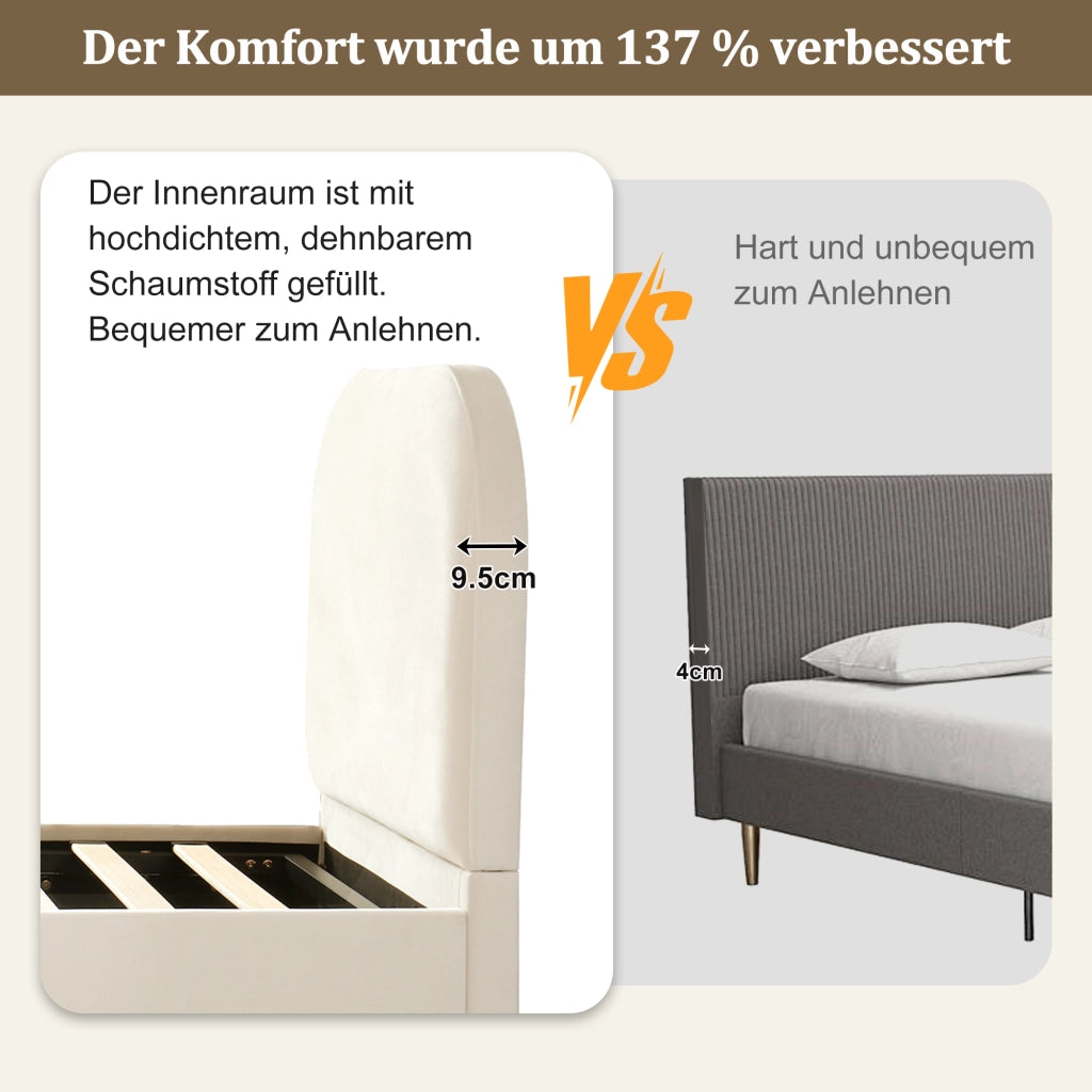 letto imbottito velluto beige 90 x 200 cm