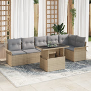 Set di Divani da Giardino composto da 7 pezzi con cuscini Beige in Rattan Poli