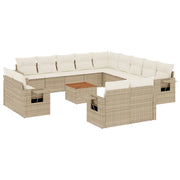 Set Divani da Giardino 14pz con Cuscini in Polyrattan Beigecod mxl 88977