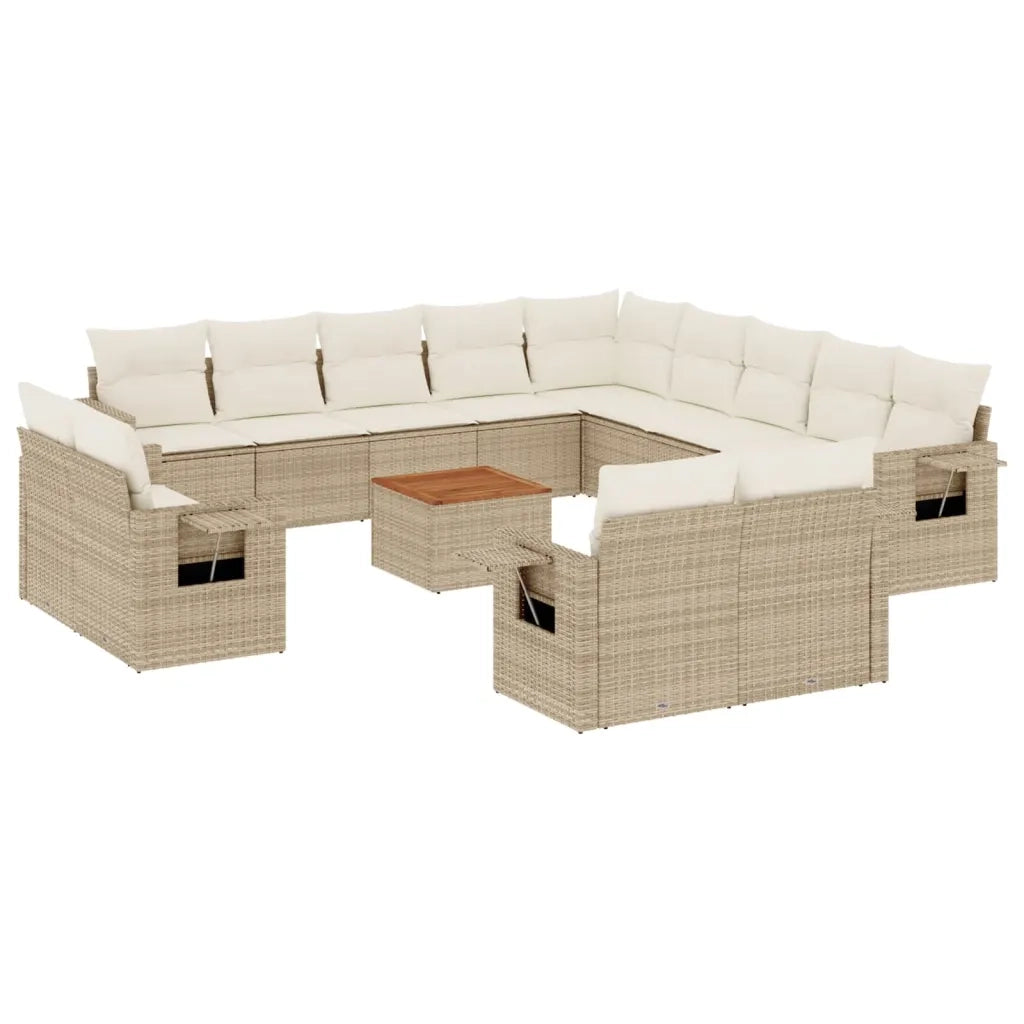 Set Divani da Giardino 14pz con Cuscini in Polyrattan Beigecod mxl 88977