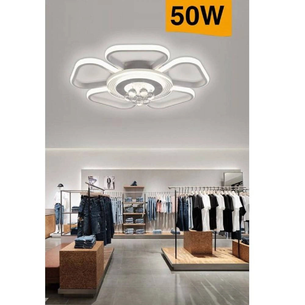 Trade Shop - Plafoniera Led 50w Forma Fiore Con Pendenti Moderna Luce 6500k 3000k 4000k C42-b - -bianco Naturale      -