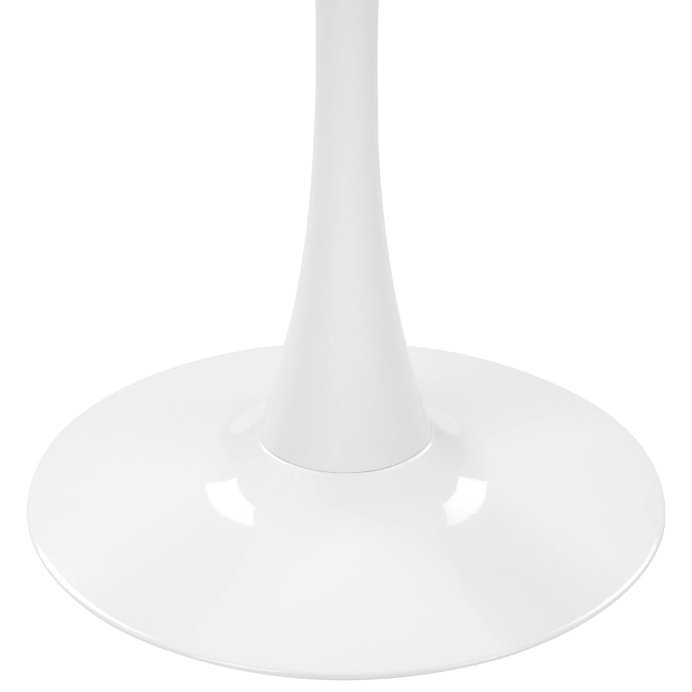 Tavolo da pranzo rotondo bianco da 90 cm con base in metallo da cucina a 4 posti