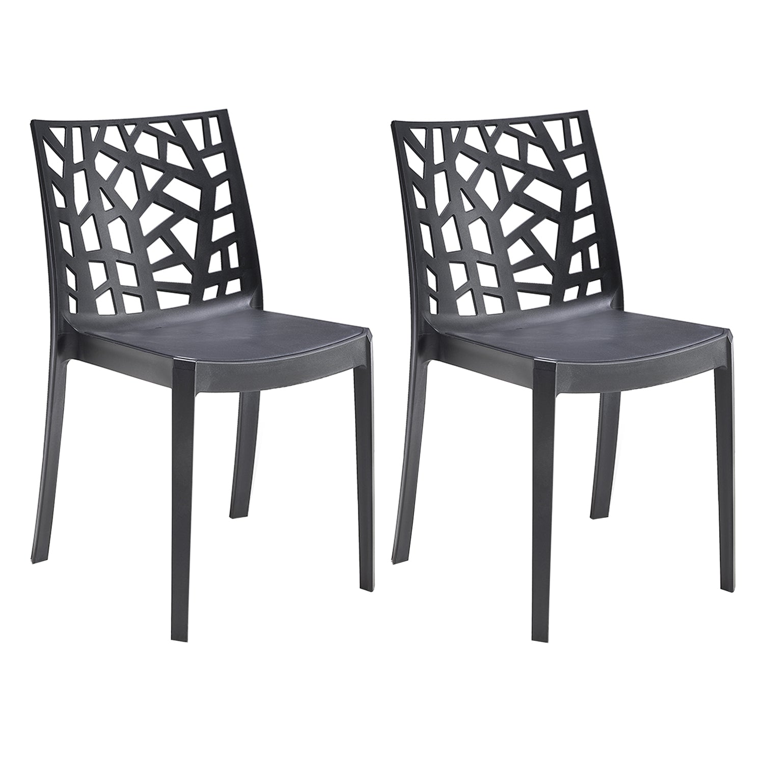 Sedia In Polipropilene Da Interno Esterno Giardino Impilabile Design Sedie Resistenti Moderne Per Terrazzo  Nero/2 Sedie