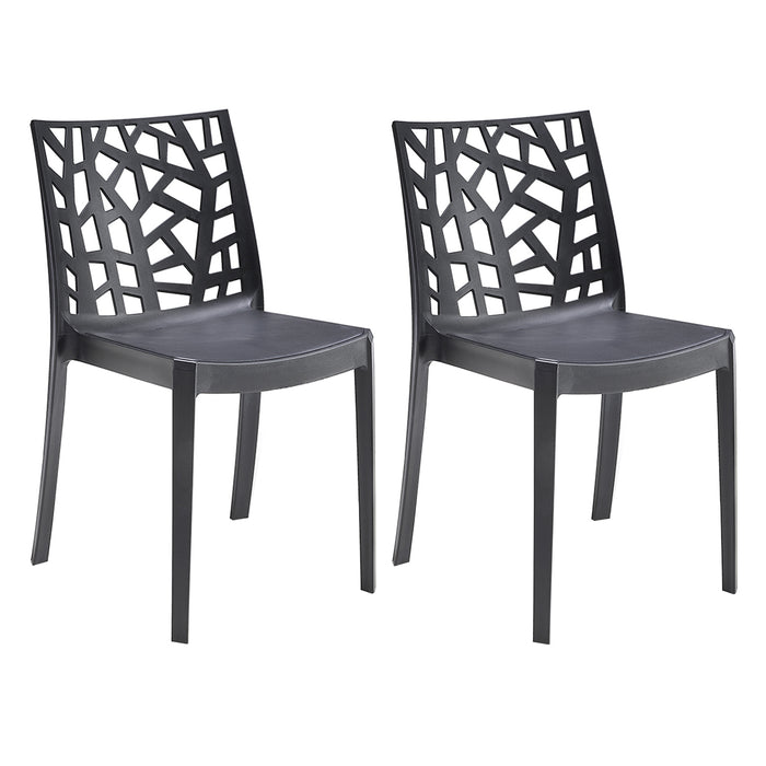 Sedia In Polipropilene Da Interno Esterno Giardino Impilabile Design Sedie Resistenti Moderne Per Terrazzo  Nero/2 Sedie