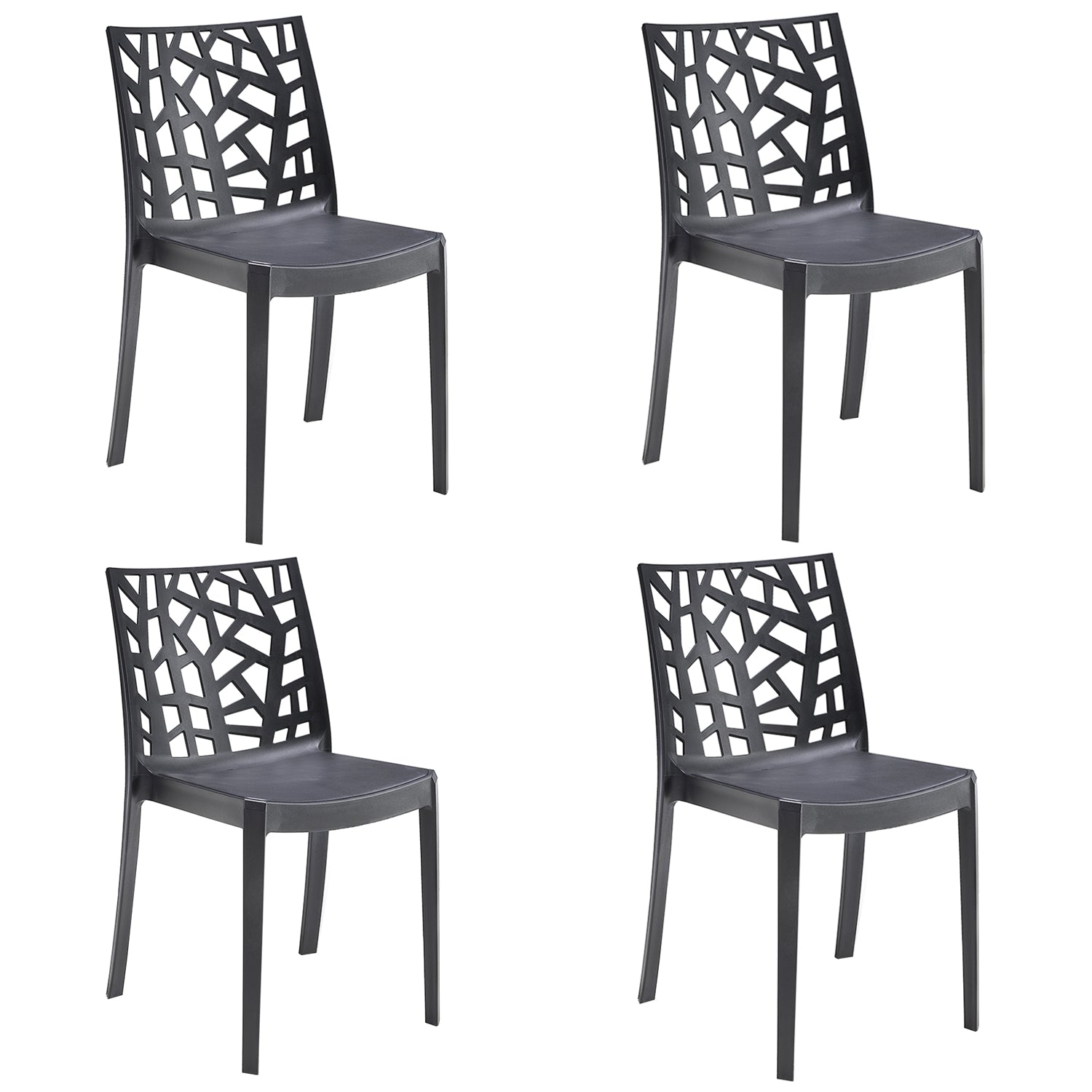 Sedia In Polipropilene Da Interno Esterno Giardino Impilabile Design Sedie Resistenti Moderne Per Terrazzo  Nero/4 Sedie