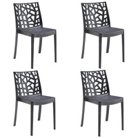 Sedia In Polipropilene Da Interno Esterno Giardino Impilabile Design Sedie Resistenti Moderne Per Terrazzo  Nero/4 Sedie