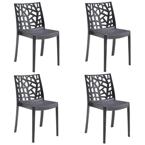 Sedia In Polipropilene Da Interno Esterno Giardino Impilabile Design Sedie Resistenti Moderne Per Terrazzo  Nero/4 Sedie