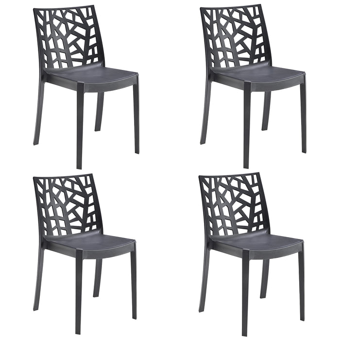 Sedia In Polipropilene Da Interno Esterno Giardino Impilabile Design Sedie Resistenti Moderne Per Terrazzo  Nero/4 Sedie