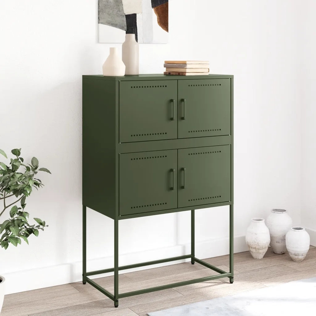 Credenza-Buffet-Armadio da cucina Verde Oliva 68,5x38,5x107 cm in Acciaio 206607
