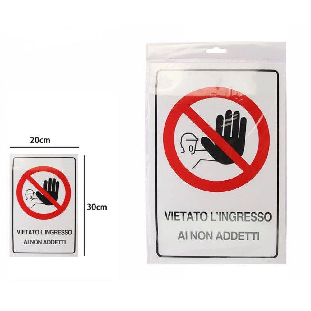 Trade Shop - Cartello Segnaletico Vietato L'ingresso Ai Non Addetti 30x20cm Targa Adesiva 71370 -