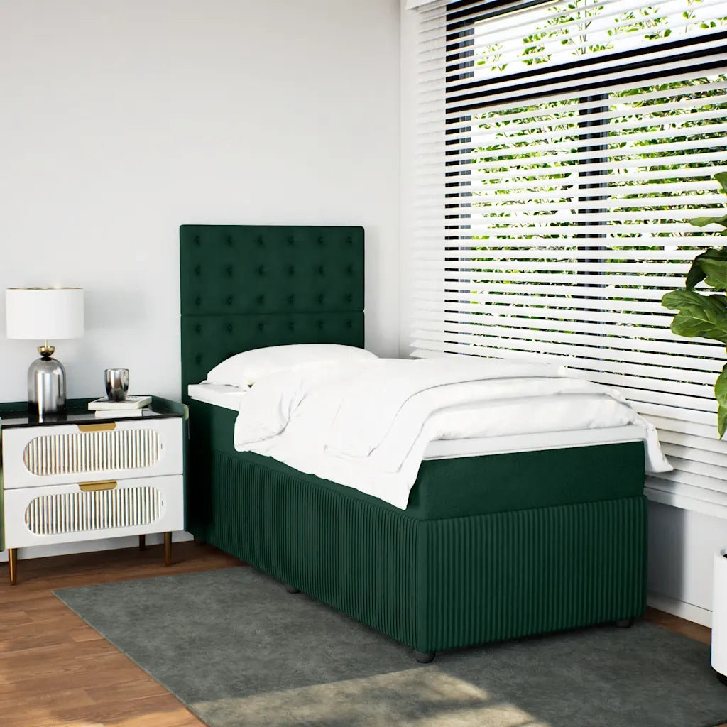 vidaXL Giroletto a Molle con Materasso Verde Scuro 80x200 cm Velluto