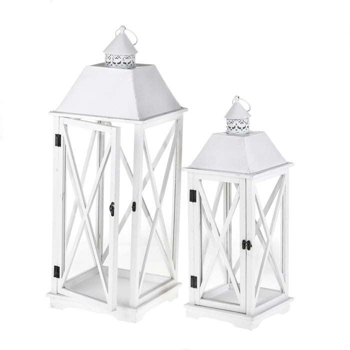 Set 2 Lanterna in Legno H 80 cm