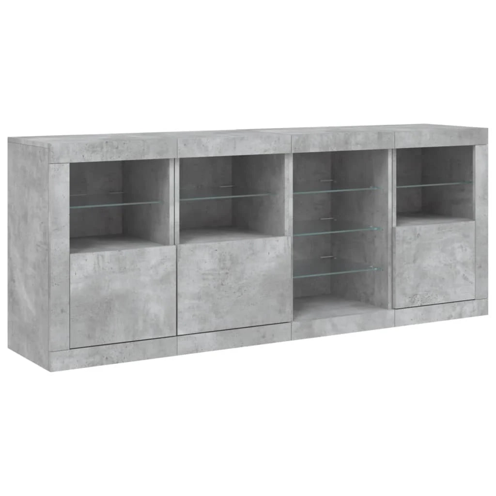 Buffet credenza cassettiera armadio mobile contenitore organizer per cucina soggiorno salotto con luci LED 164 x 37 x 67 cm grigio 02_0029984