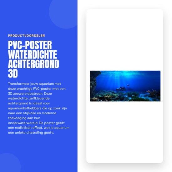 Poster PVC acquario 3D - zeewereld - decorazione acquario - adesivo self-adesivo - 122 * 46 cm
