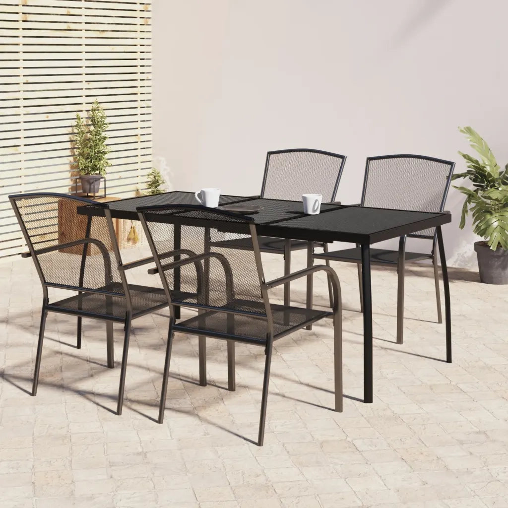 Set da Pranzo da Giardino 5 pz | Set Salotto da Giardino in Acciaio Antracite